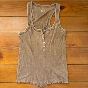 Aerie Brown Henley Tank Top